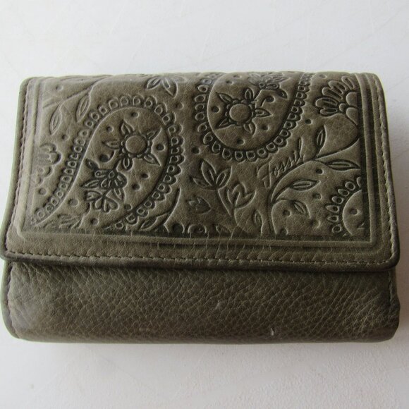 Army Green Leather Wallet - Picture 1 of 5